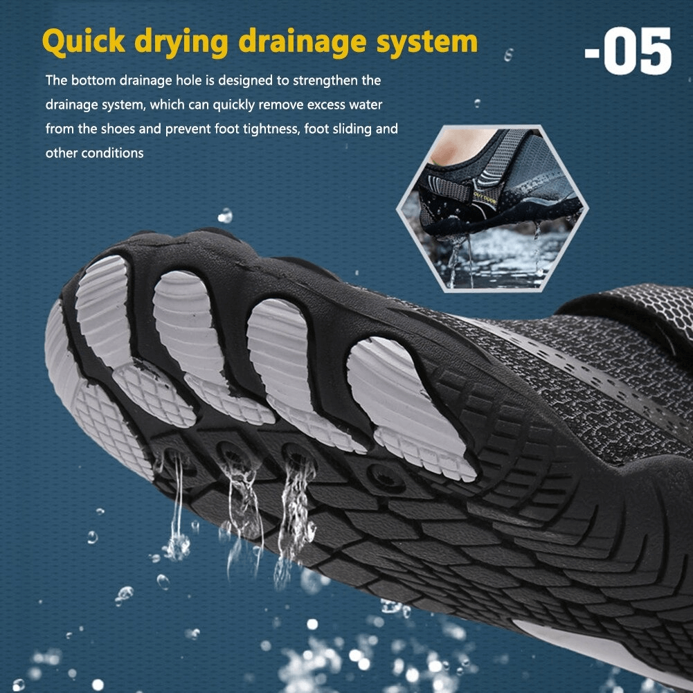 Unisex breathable aquatic sneakers with quick-drying drainage system and nonslip surface, perfect for safe water activities.